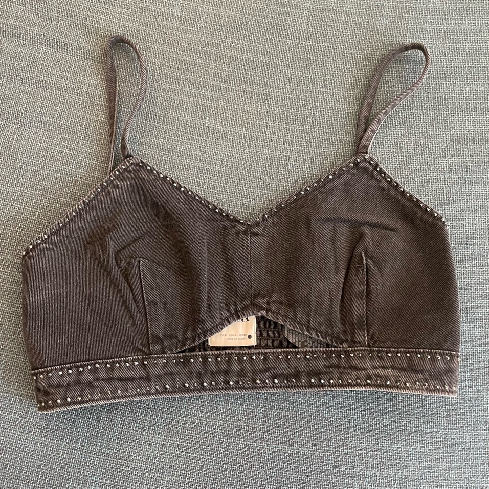 Zara Denim Studded Bralette